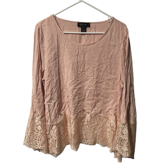 Karen Kane Size Large‎ Blush Pink Tunic Lace Bell Sleeves & Bottom Rayon - Picture 1 of 5